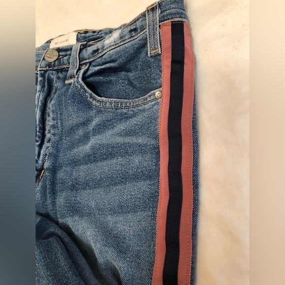 McGuire Damn Fine High Rise Side Striped Cropped Raw Hem Jeans 246D Size 27 - Picture 13 of 16